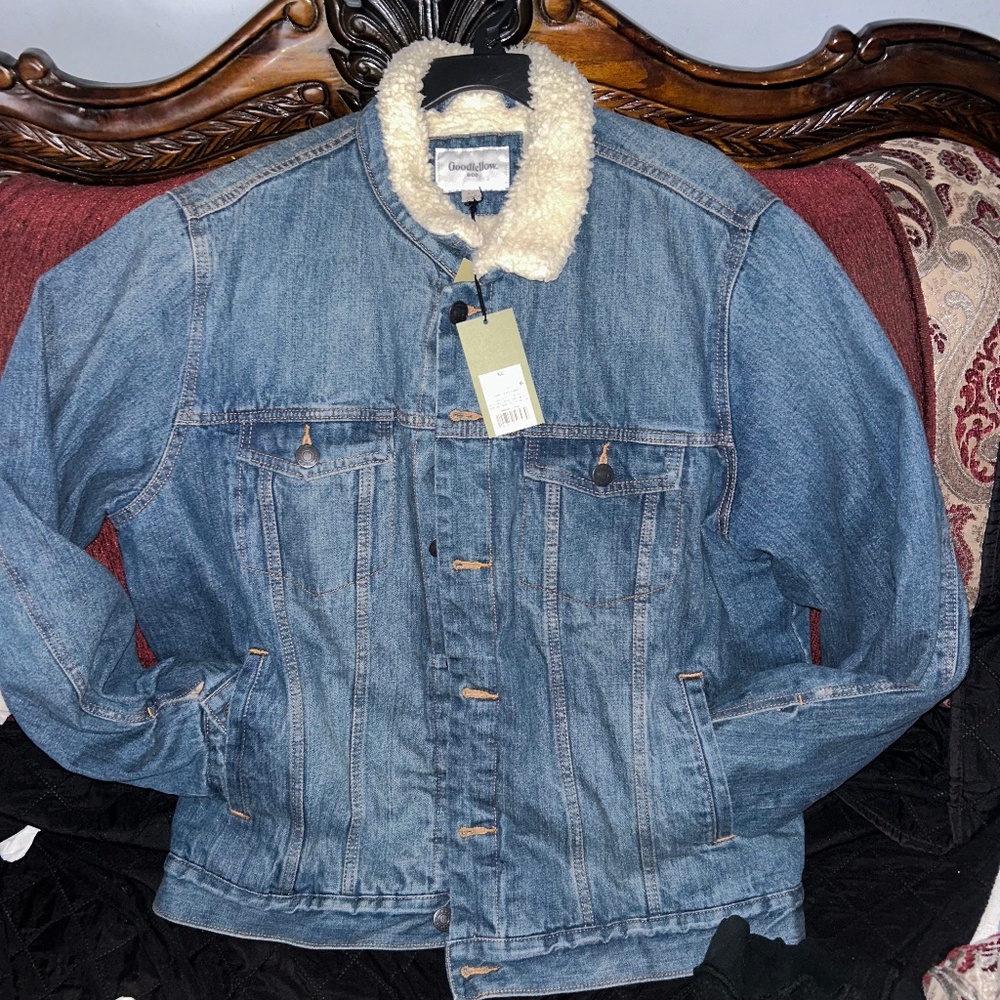 Goodfellow & Co Men’s Sherpa-Lined Denim Jacket – Size XL – NWT